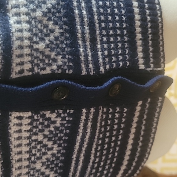 Madewell 100% merino wool blue off white button front cardigan size M ski winter - Picture 3 of 15